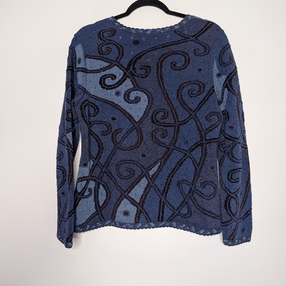 Peruvian Connection Blue Pima Cotton Knit Cardigan Sweater – Medium - Picture 6 of 6